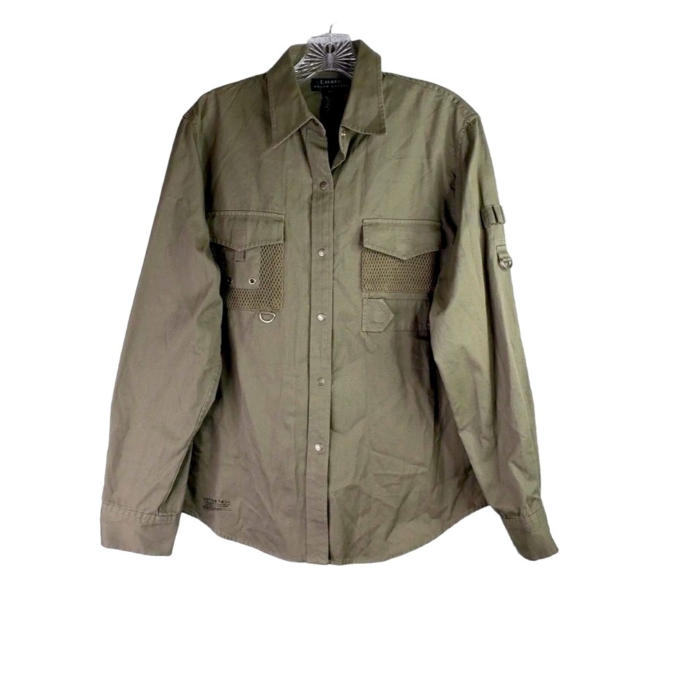 Lauren Ralph Lauren Olive Green Button-Down Utility Shirt